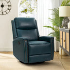 Fauteuil relax pivotant et à bascule en cuir Mid-Century avec garniture cloutée, 11 couleurs disponibles