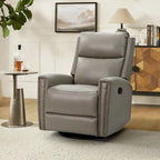 Fauteuil relax pivotant et à bascule en cuir Mid-Century avec garniture cloutée, 11 couleurs disponibles