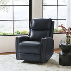 Fauteuil relax pivotant et à bascule en cuir Mid-Century avec garniture cloutée, 11 couleurs disponibles