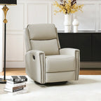Fauteuil relax pivotant et à bascule en cuir Mid-Century avec garniture cloutée, 11 couleurs disponibles