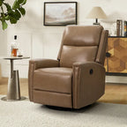 Fauteuil relax pivotant et à bascule en cuir Mid-Century avec garniture cloutée, 11 couleurs disponibles