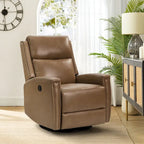 Fauteuil relax pivotant et à bascule en cuir Mid-Century avec garniture cloutée, 11 couleurs disponibles