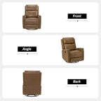 Fauteuil relax pivotant et à bascule en cuir Mid-Century avec garniture cloutée, 11 couleurs disponibles