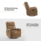 Fauteuil relax pivotant et à bascule en cuir Mid-Century avec garniture cloutée, 11 couleurs disponibles