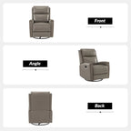 Fauteuil relax pivotant et à bascule en cuir Mid-Century avec garniture cloutée, 11 couleurs disponibles