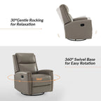 Fauteuil relax pivotant et à bascule en cuir Mid-Century avec garniture cloutée, 11 couleurs disponibles