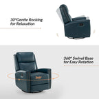 Fauteuil relax pivotant et à bascule en cuir Mid-Century avec garniture cloutée, 11 couleurs disponibles