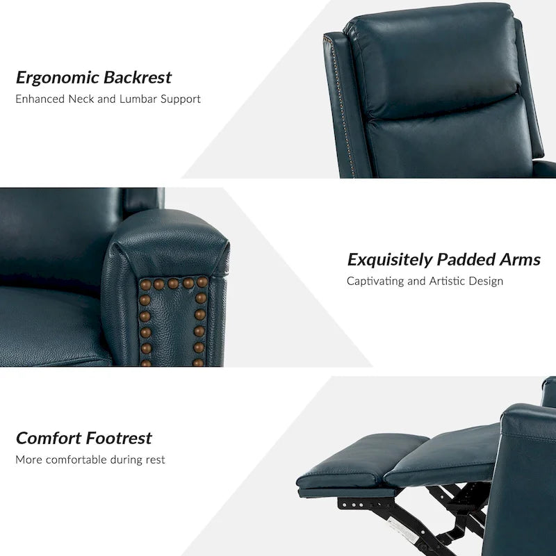 Fauteuil relax pivotant et à bascule en cuir Mid-Century avec garniture cloutée, 11 couleurs disponibles