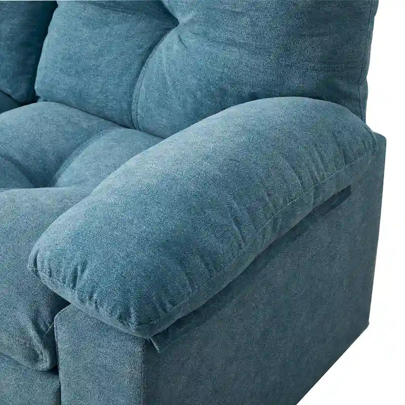 Causeuse capitonnée de style chenille, 2 places, bleu/chameau clair