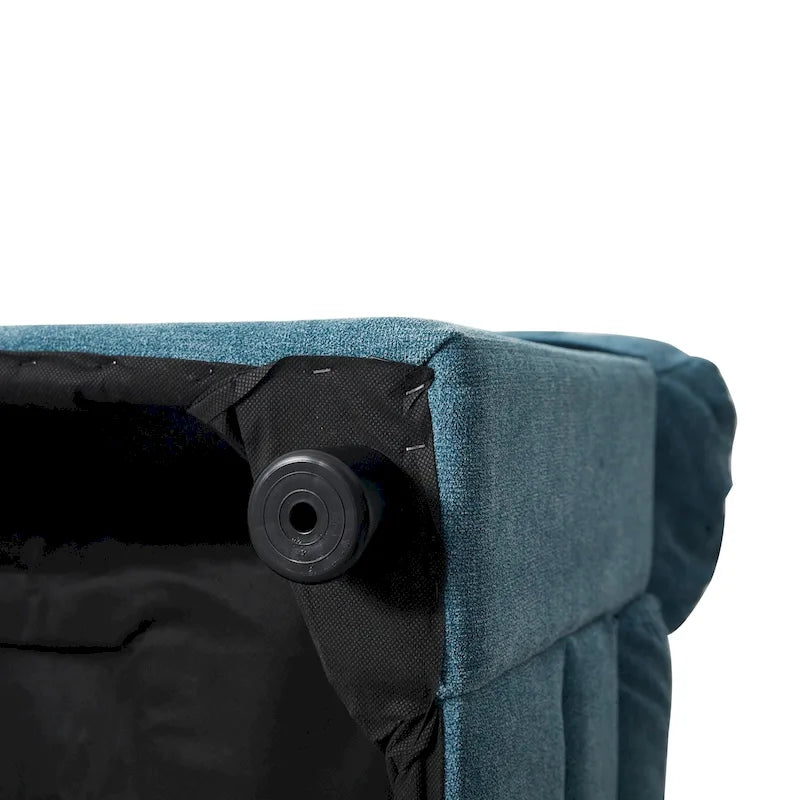 Causeuse capitonnée de style chenille, 2 places, bleu/chameau clair