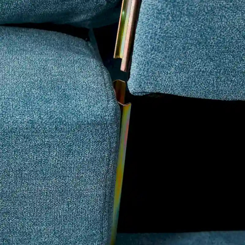 Causeuse capitonnée de style chenille, 2 places, bleu/chameau clair