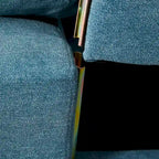 Causeuse capitonnée de style chenille, 2 places, bleu/chameau clair