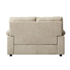 Causeuse capitonnée de style chenille, 2 places, bleu/chameau clair