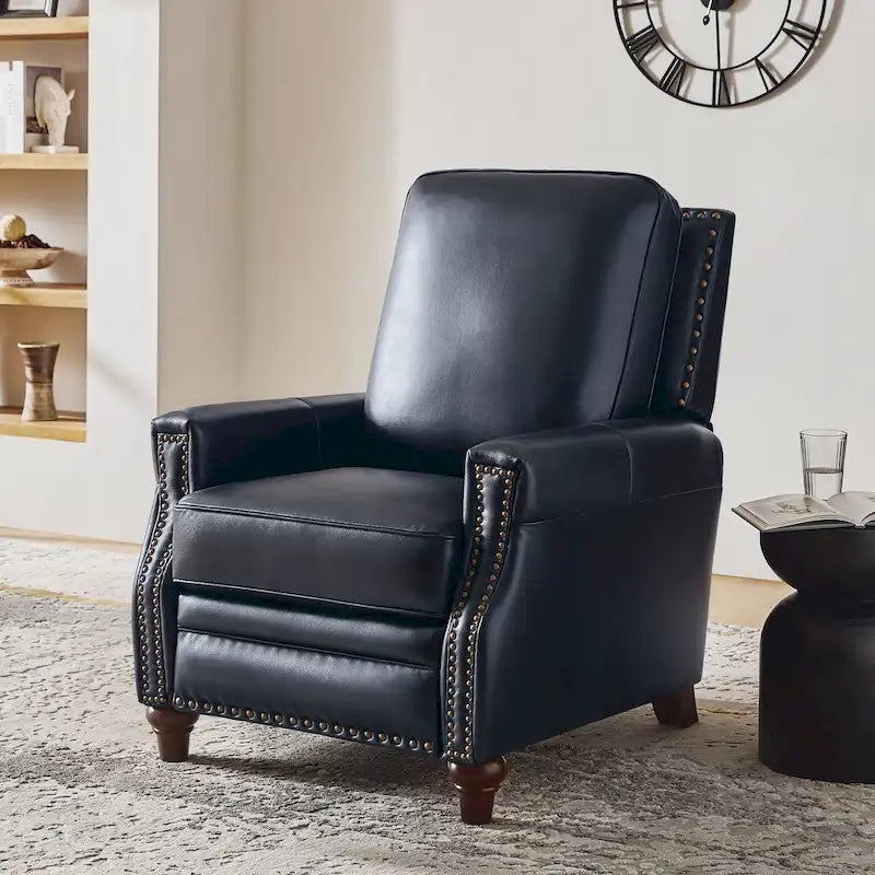 Fauteuil inclinable en cuir véritable 8 couleurs avec clous de tapissier, 1 place