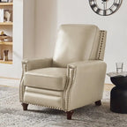 Fauteuil inclinable en cuir véritable 8 couleurs avec clous de tapissier, 1 place