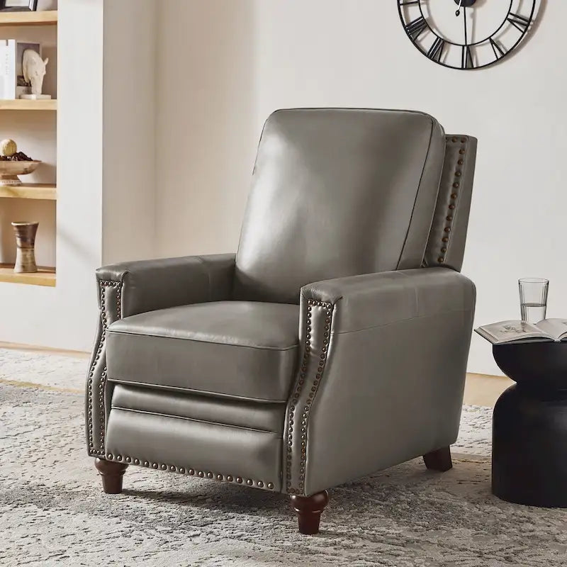 Fauteuil inclinable en cuir véritable 8 couleurs avec clous de tapissier, 1 place