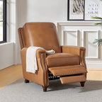 Fauteuil inclinable en cuir véritable 8 couleurs avec clous de tapissier, 1 place
