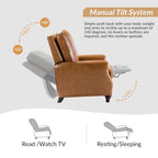 Fauteuil inclinable en cuir véritable 8 couleurs avec clous de tapissier, 1 place