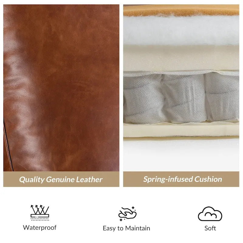 Fauteuil inclinable en cuir véritable 8 couleurs avec clous de tapissier, 1 place