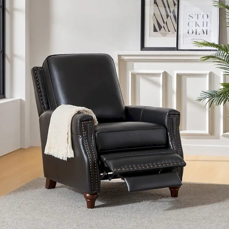 Fauteuil inclinable en cuir véritable 8 couleurs avec clous de tapissier, 1 place