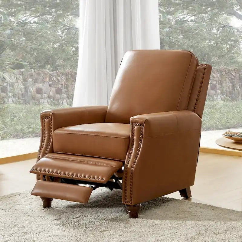 Fauteuil inclinable en cuir véritable 8 couleurs avec clous de tapissier, 1 place