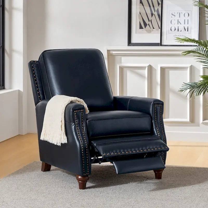 Fauteuil inclinable en cuir véritable 8 couleurs avec clous de tapissier, 1 place