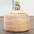 Pouf/Repose-pieds rond tressé en jute style bohème 7 couleurs