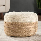 Pouf/Repose-pieds rond tressé en jute style bohème 7 couleurs