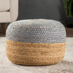 Pouf/Repose-pieds rond tressé en jute style bohème 7 couleurs