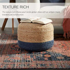 Pouf/Repose-pieds rond tressé en jute style bohème 7 couleurs