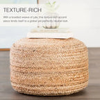 Pouf/Repose-pieds rond tressé en jute style bohème 7 couleurs