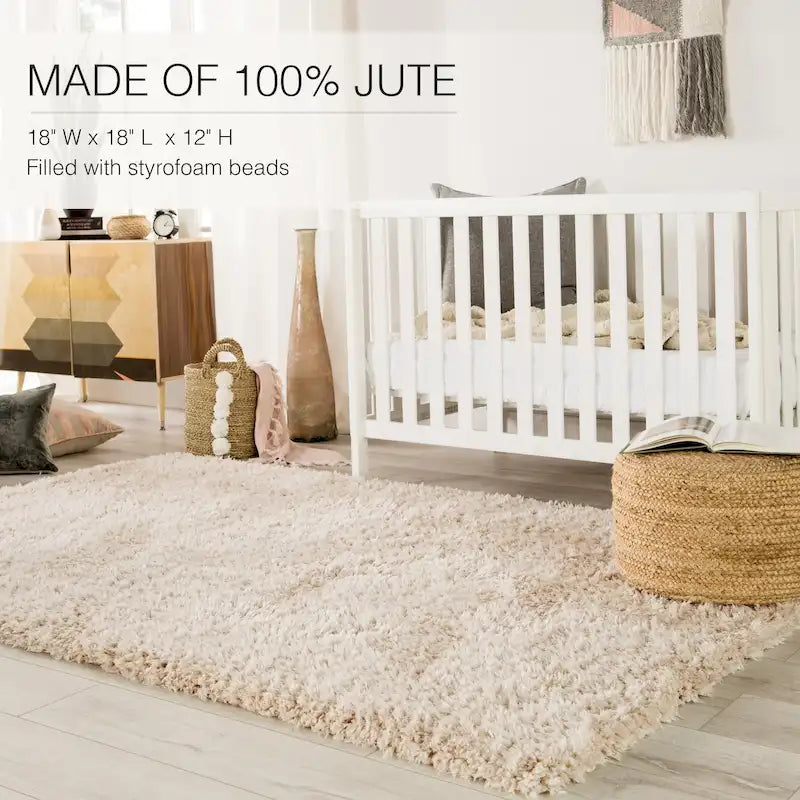 Pouf/Repose-pieds rond tressé en jute style bohème 7 couleurs