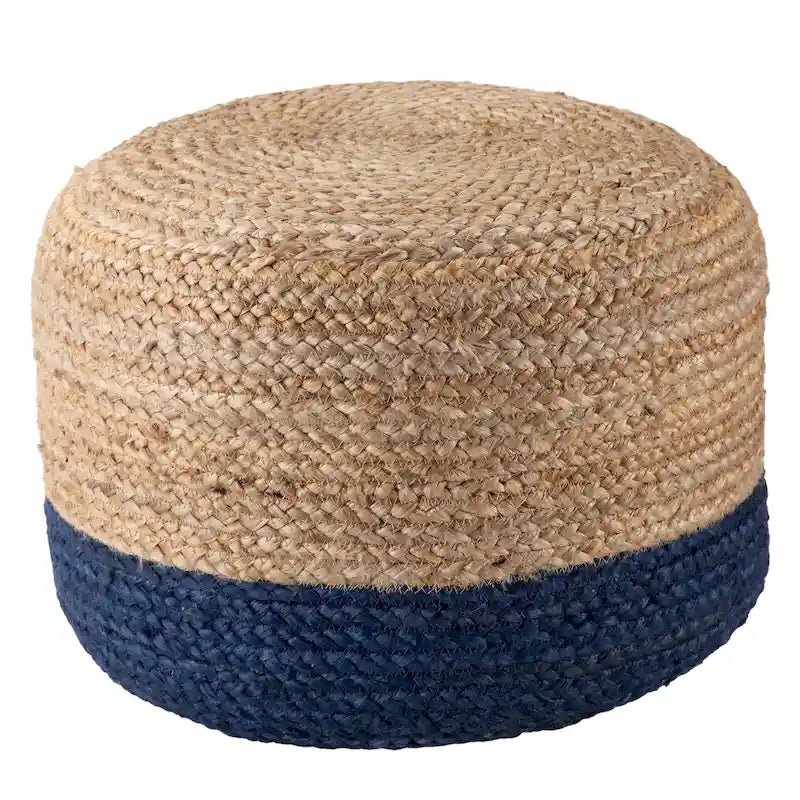 Pouf/Repose-pieds rond tressé en jute style bohème 7 couleurs