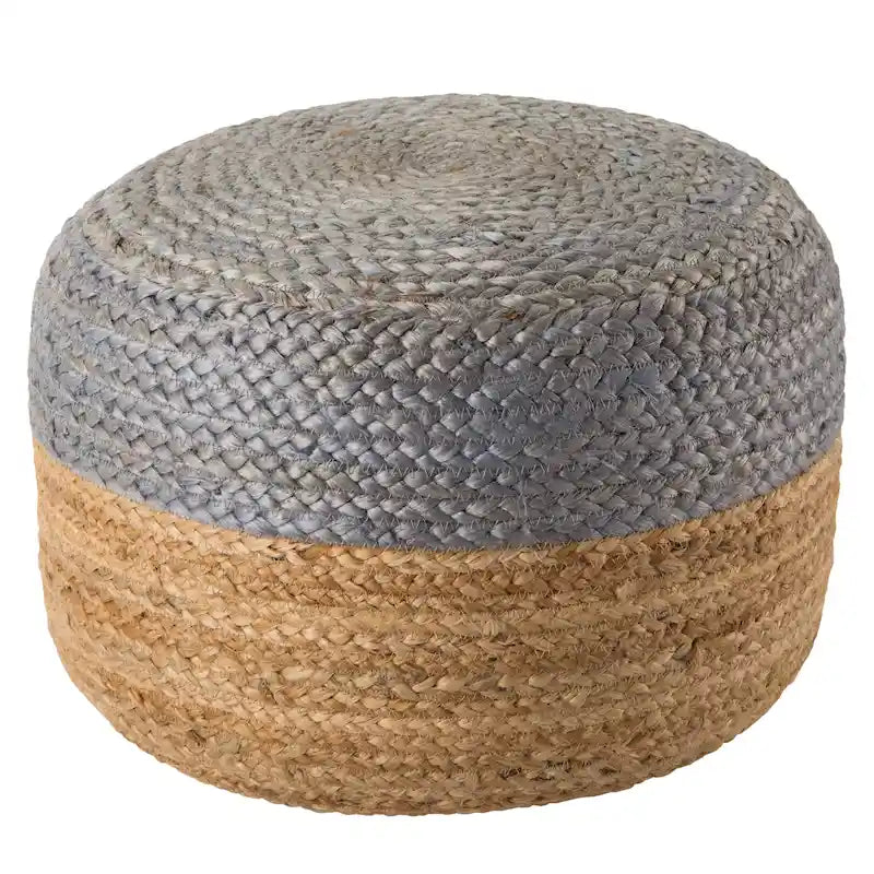 Pouf/Repose-pieds rond tressé en jute style bohème 7 couleurs