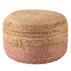 Pouf/Repose-pieds rond tressé en jute style bohème 7 couleurs