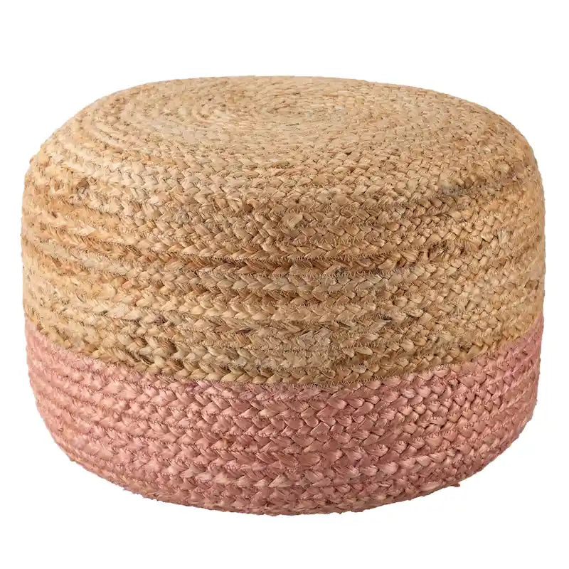 Pouf/Repose-pieds rond tressé en jute style bohème 7 couleurs