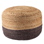 Pouf/Repose-pieds rond tressé en jute style bohème 7 couleurs