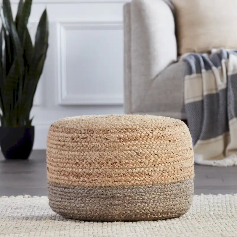 Pouf/Repose-pieds rond tressé en jute style bohème 7 couleurs