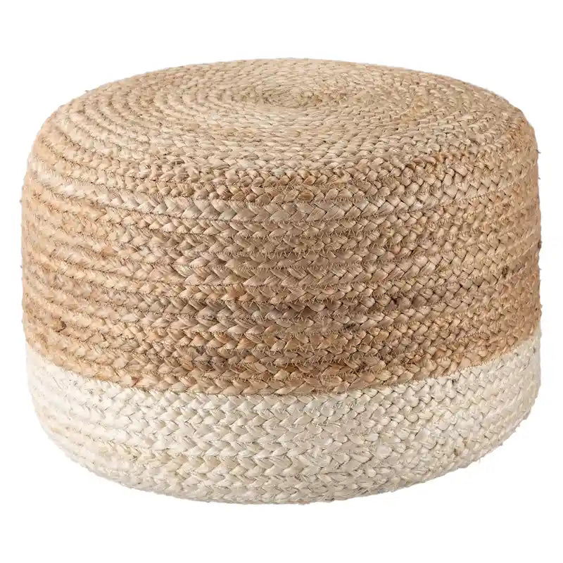Pouf/Repose-pieds rond tressé en jute style bohème 7 couleurs