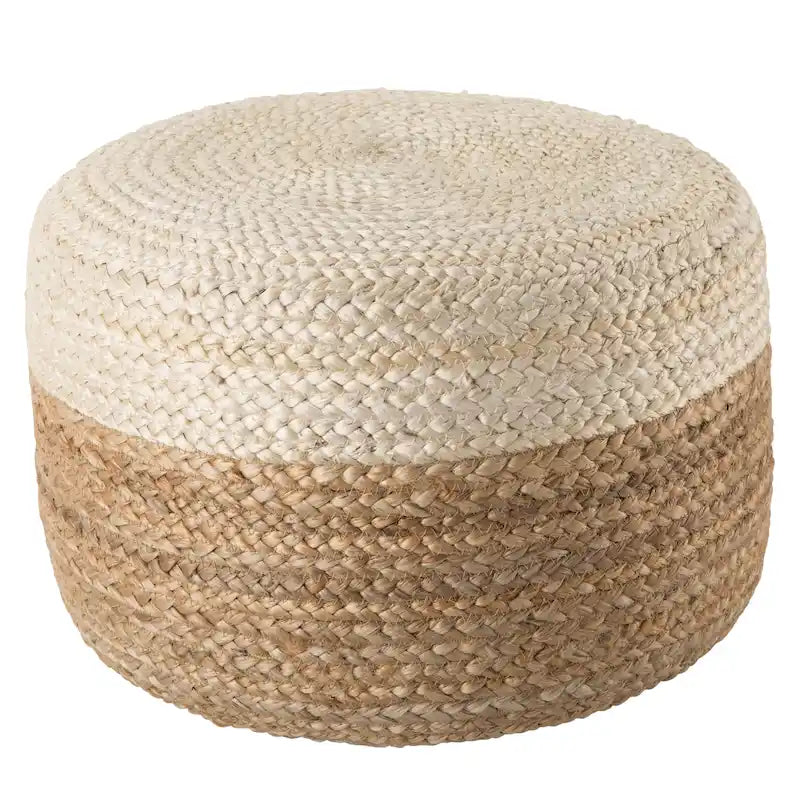 Pouf/Repose-pieds rond tressé en jute style bohème 7 couleurs