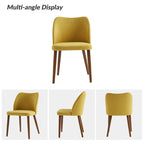 Chaise de salle à manger incurvée moderne à dossier rembourré 6 couleurs avec pieds en bois de noyer (ensemble de 4)