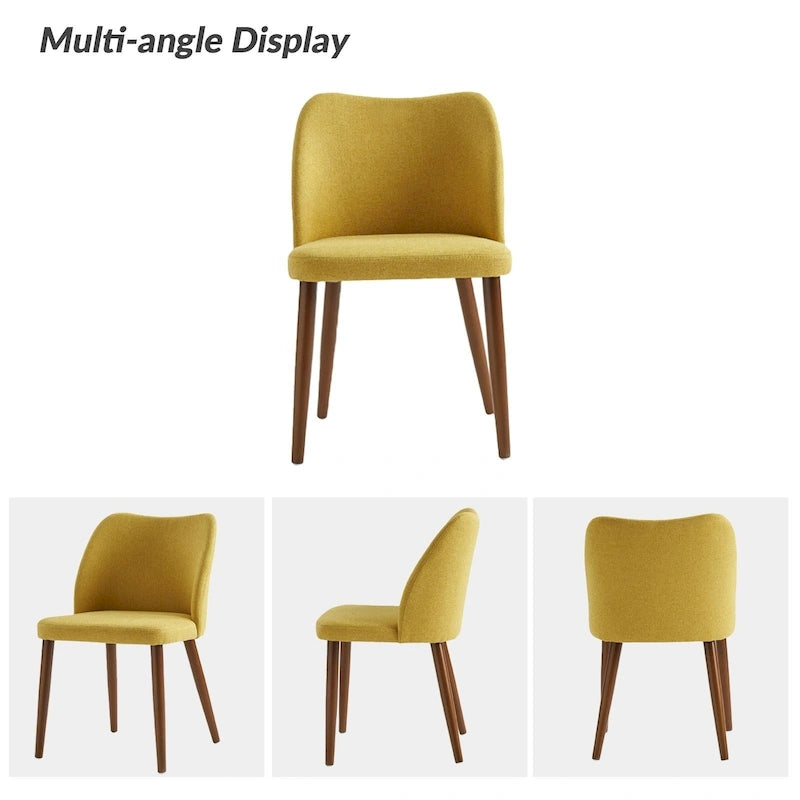 Chaise de salle à manger incurvée moderne à dossier rembourré 6 couleurs avec pieds en bois de noyer (ensemble de 4)