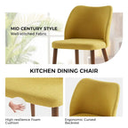 Chaise de salle à manger incurvée moderne à dossier rembourré 6 couleurs avec pieds en bois de noyer (ensemble de 4)