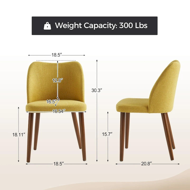 Chaise de salle à manger incurvée moderne à dossier rembourré 6 couleurs avec pieds en bois de noyer (ensemble de 4)