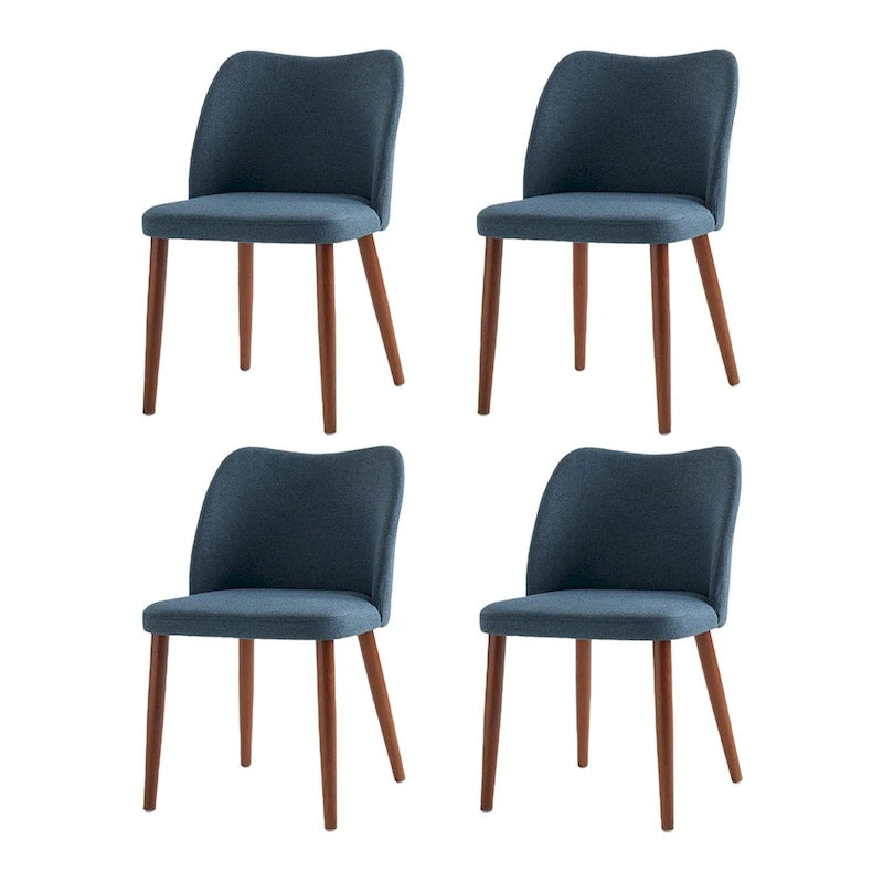 Chaise de salle à manger incurvée moderne à dossier rembourré 6 couleurs avec pieds en bois de noyer (ensemble de 4)