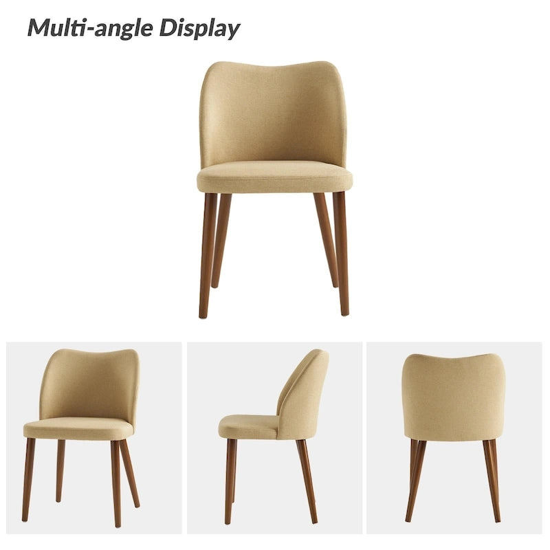 Chaise de salle à manger incurvée moderne à dossier rembourré 6 couleurs avec pieds en bois de noyer (ensemble de 4)