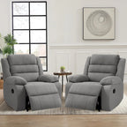 Ensemble de 2 fauteuils inclinables manuels traditionnels gris foncé/beige/gris à bascule