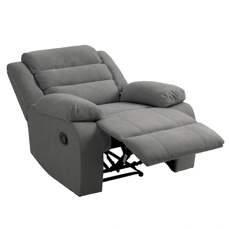 Ensemble de 2 fauteuils inclinables manuels traditionnels gris foncé/beige/gris à bascule
