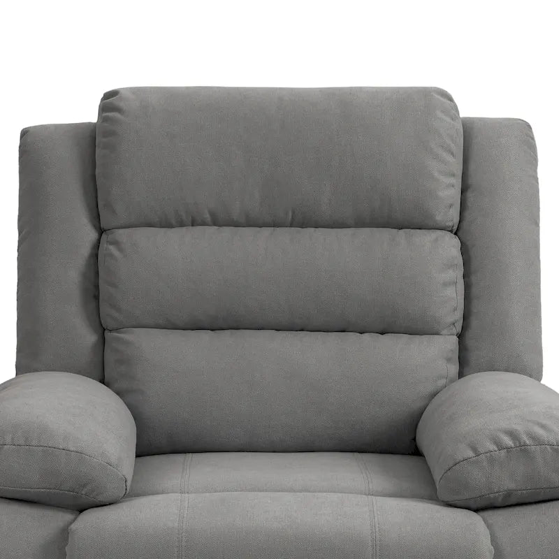 Ensemble de 2 fauteuils inclinables manuels traditionnels gris foncé/beige/gris à bascule
