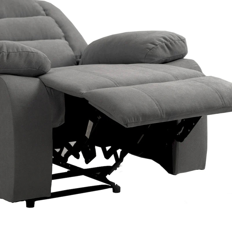 Ensemble de 2 fauteuils inclinables manuels traditionnels gris foncé/beige/gris à bascule